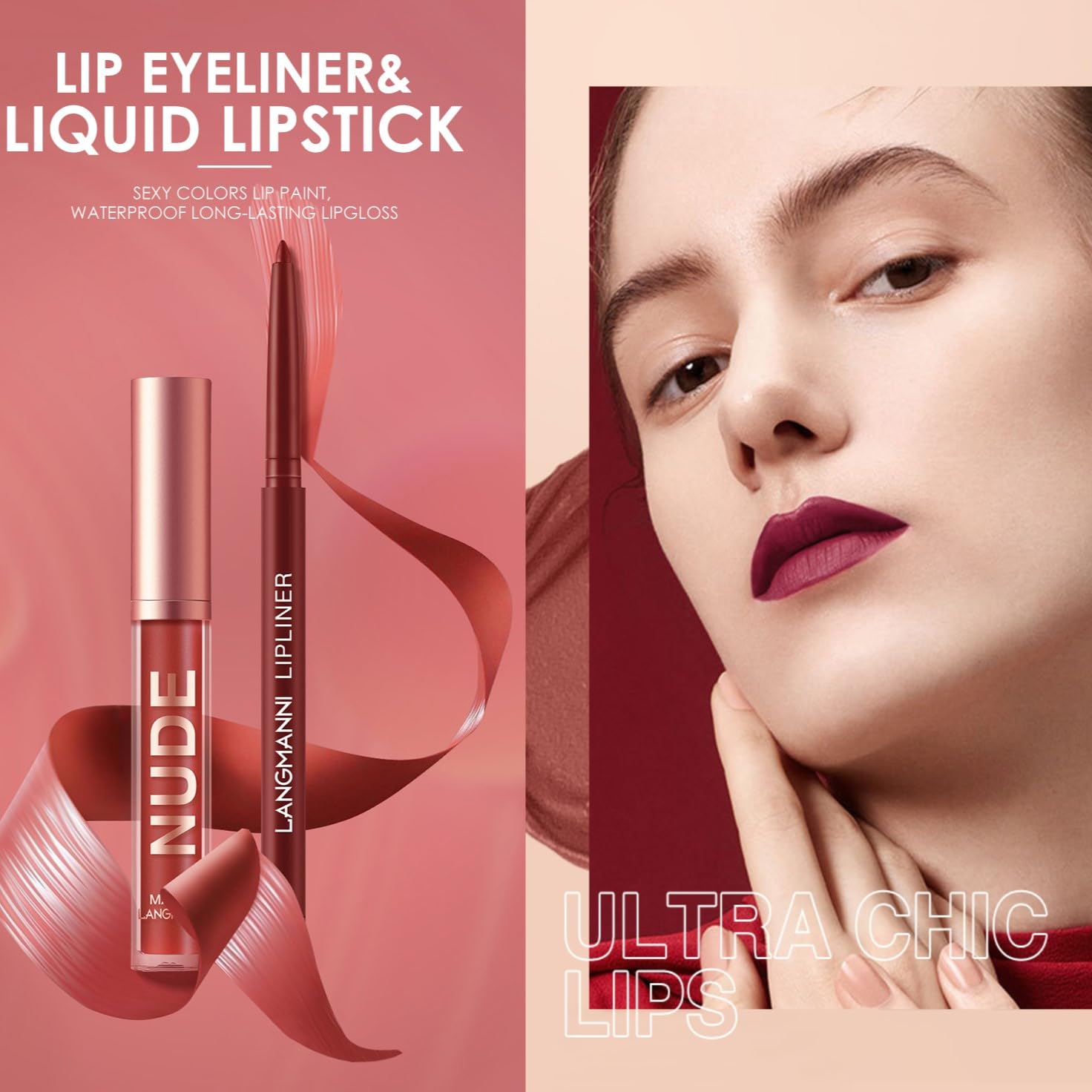 Langmanni 4Pcs Matte Lipstick With Lipliners Durable Makeup Set,Long-Lasting Non-Stick Cup Not Fade Waterproof Pigmented Velvet Lipgloss Kit Beauty Cosmetics Makeup Gift For Girls(#1+3+5+7) : Beauty & Personal Care