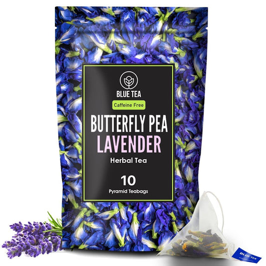 Blue Tea - Butterfly Pea + Lavender + Ashwagandha Freshest Herbal Tea | Caffeine Free - Gluten Free | Non-Gmo