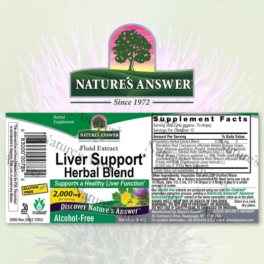 Nature's Answer Alcohol-Free Liver Support 2000mg 1oz | Promotes Liver Function | Natural Cleanser & Detoxifier | Support Overall Well-Being | Gluten-Free | Single Count