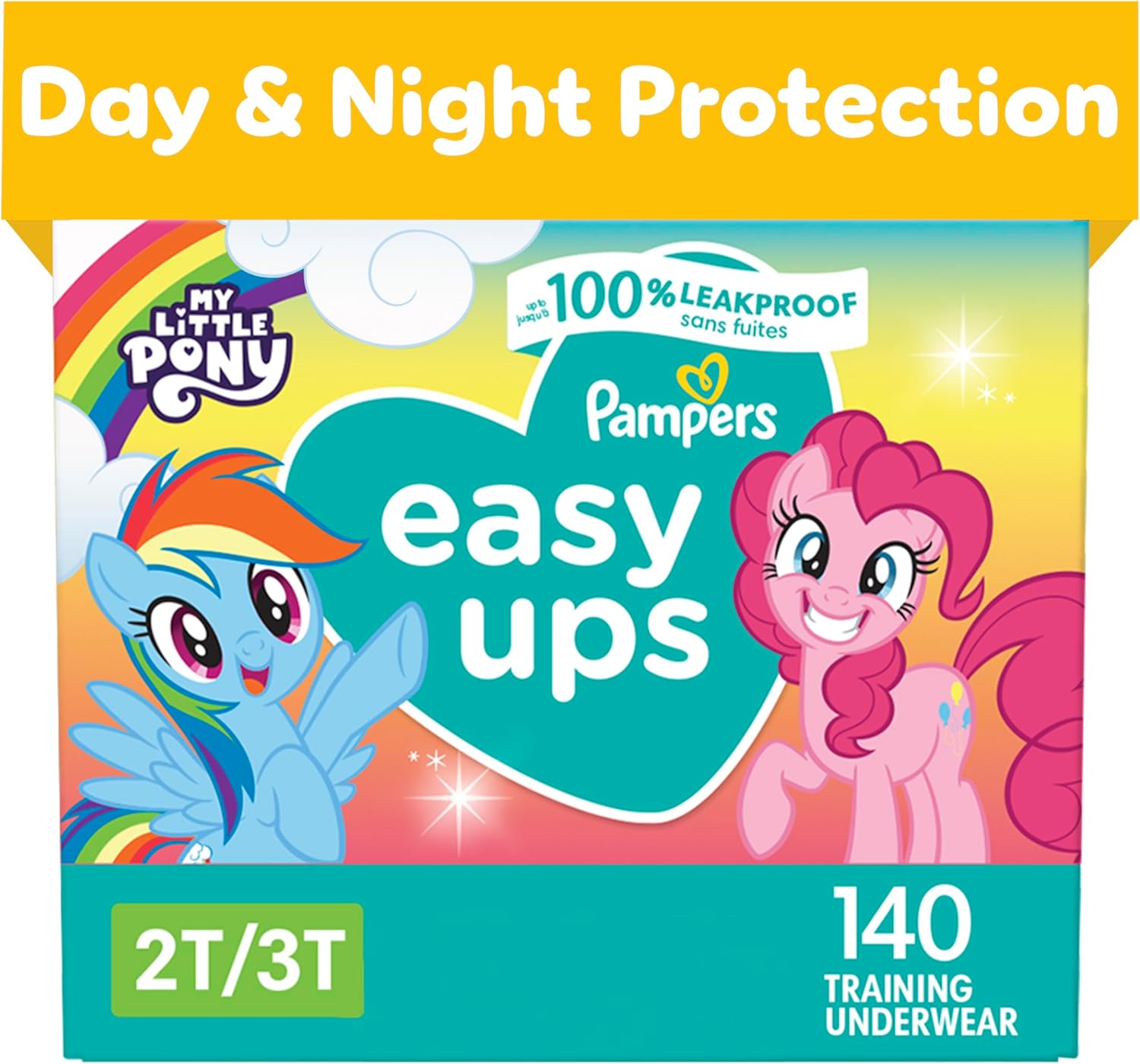 Pampers Easy Ups Girls & Boys Potty Training Pants - Size 2T-3T, One Month Supply (140 Count), My Little Pony Training Underwear (Packaging May Vary)