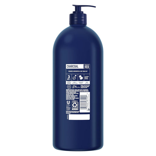 Suave Men 3 in 1 Shampoo Conditioner Bodywash Men's Body Wash, Shampoo, Conditioner Charcoal Warm, Stimulating Scent 40 oz
