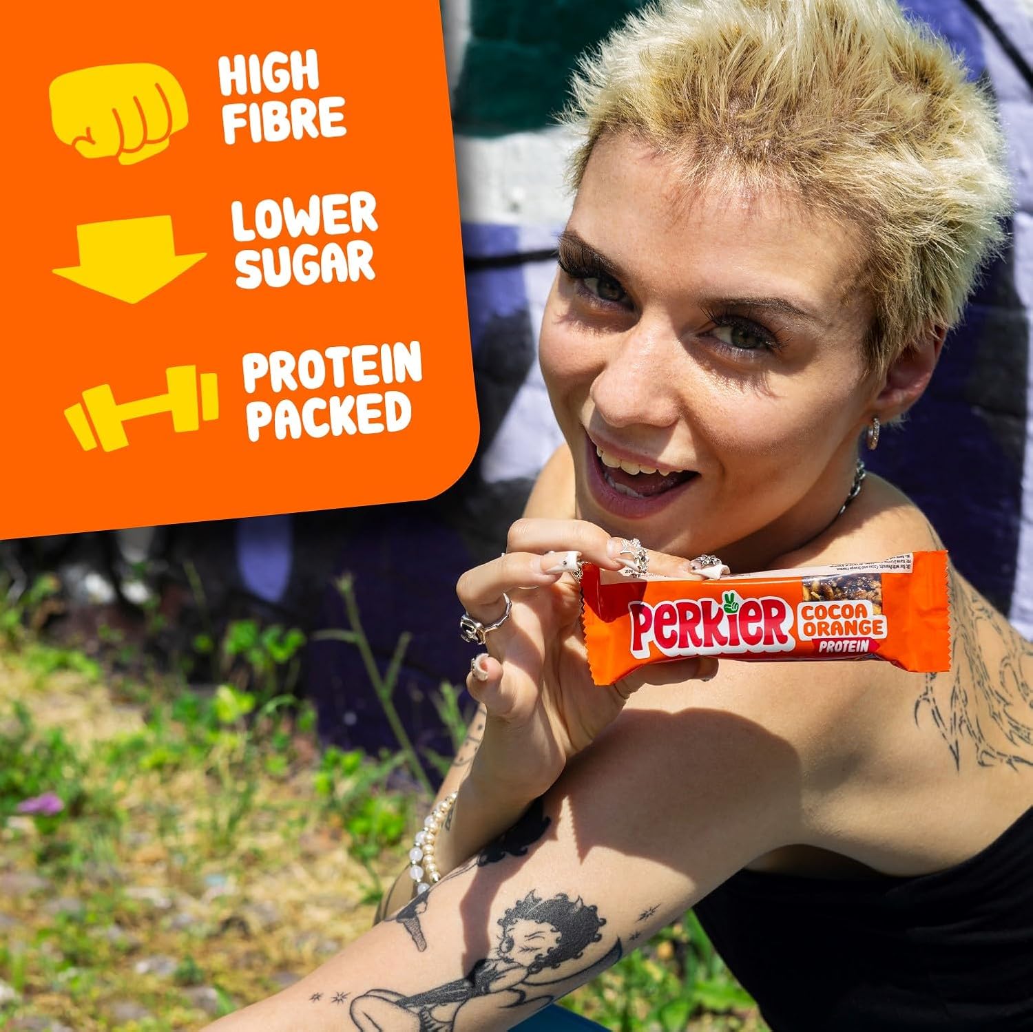 Perkier Cocoa Orange Bars (30 Bars), Vegan, Gluten Free, Protein, High Fibre, Lower Sugar Snack, Natural Ingredients, Lower Calorie, Healthy, No Palm Oil, Nut Bar, Carbon Neutral : Amazon.co.uk: Grocery