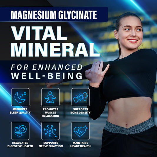 Premium Magnesium Glycinate 500Mg Capsules High Absorption Formula Chelated Buffered Glycinate To Support Digestion, Bone, Sleep & Muscle Health - Made In Usa - 120 Capsules
