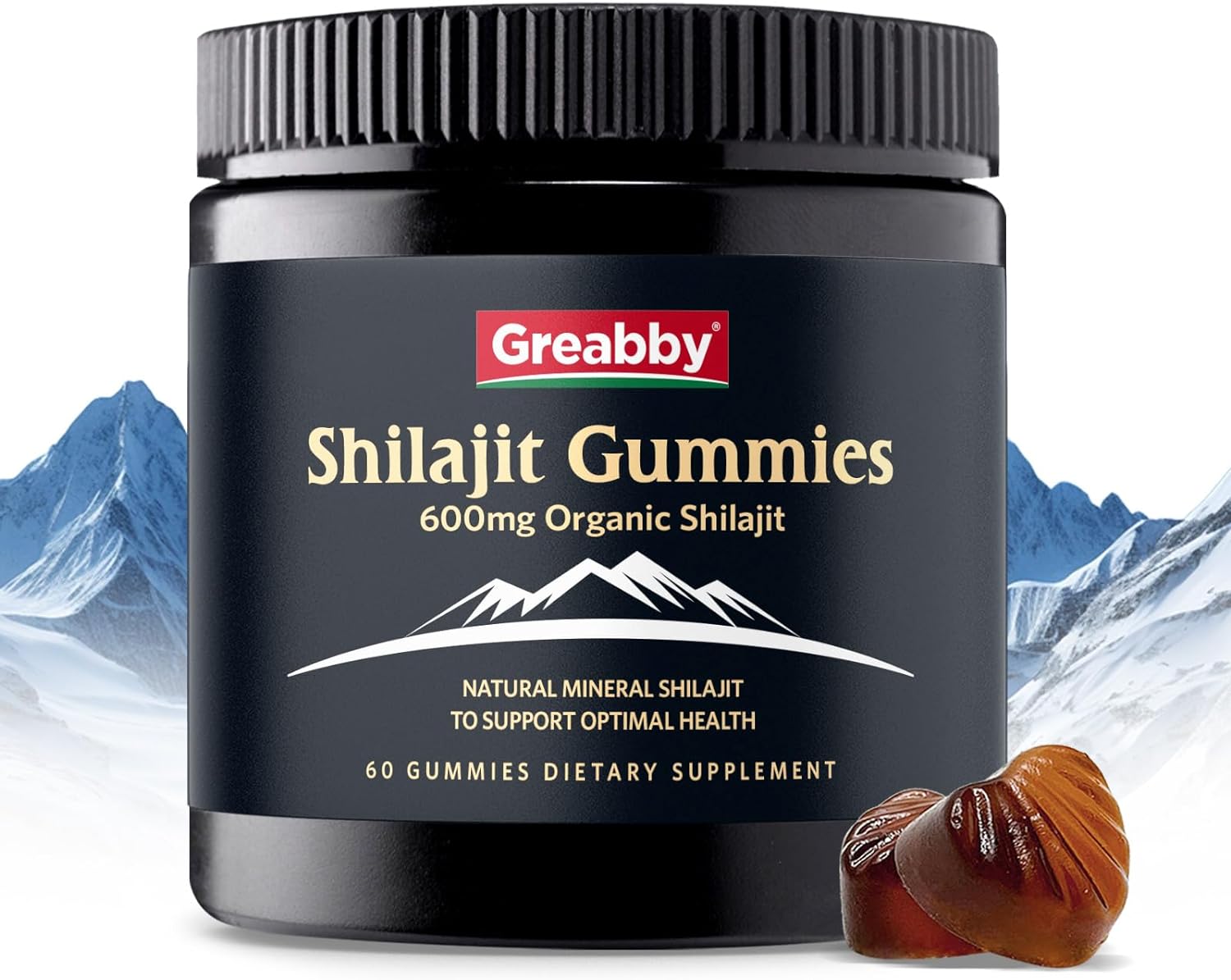 Shilajit Gummies For Men, Chewable Shilajit Supplement 600Mg With 85+ Trace Minerals, Fulvic Acid, Organic Himalayan Shilajit, Energy & Immune Support, 60 Count