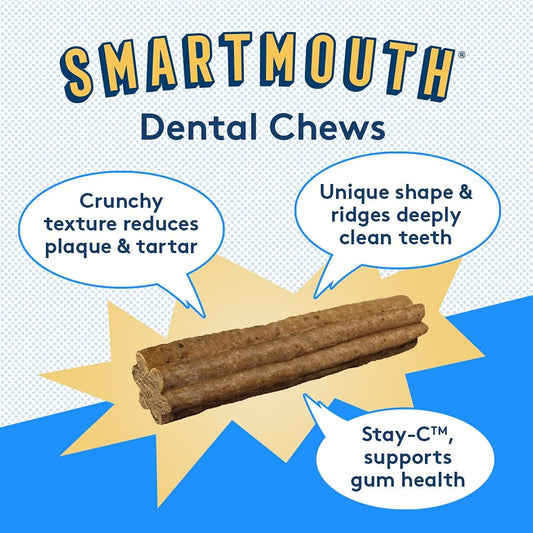 The Missing Link Smartmouth Vet Developed Dental Chew Treats, 7-in-1 Benefits: Healthy Teeth & Gums, Breath, Skin, Joints, Digestion, Heart, Immune System – Small/Medium 15-50lb Dogs, 14 Ct