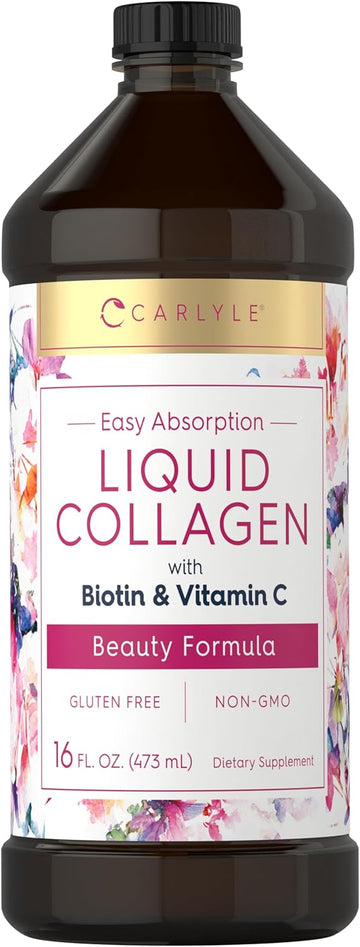 Carlyle Liquid Collagen 16 Fl Oz | With Biotin And Amino Acid Protein | Natural Berry Flavor | Non-Gmo, Gluten Free