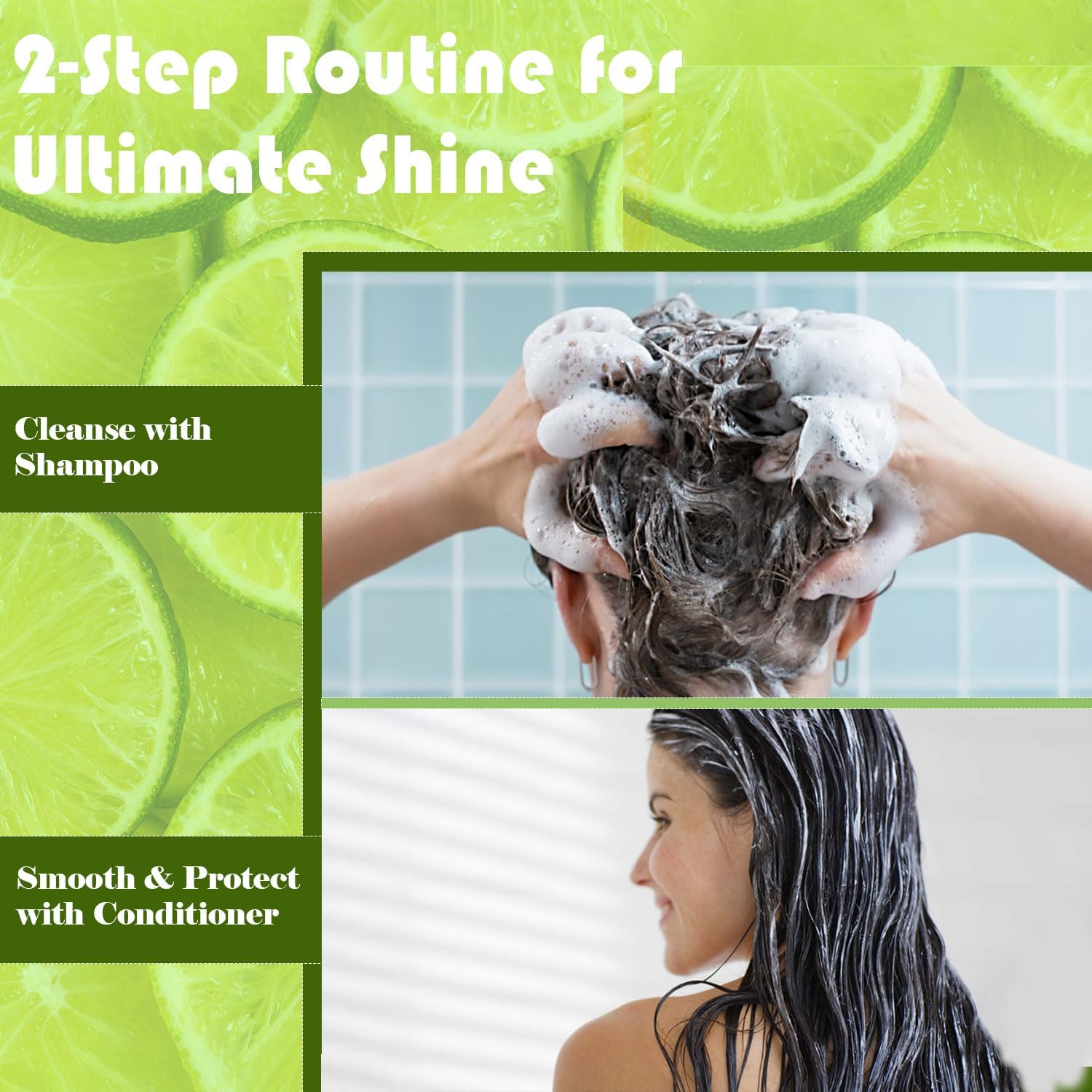 Herbal Essence Dazzling Shine Shampoo & Conditioner Bundle (2 X 400 Ml) – Shine-Enhancing Hair Care For Dull Or Damaged Hair – Silicone-Free, Cruelty-Free Formula With Natural Lime Essence