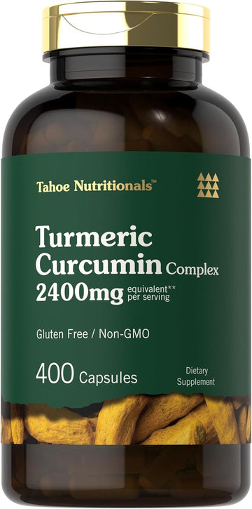 Tahoe Nutritionals Turmeric Curcumin Supplement 2400Mg | 400 Powder Capsules | Non-Gmo, Gluten Free Complex