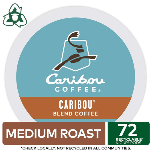 Caribou Coffee Caribou Blend Keurig Single-Serve K-Cup Pod, Medium Roast Coffee, 72 Count (6 Packs of 12)