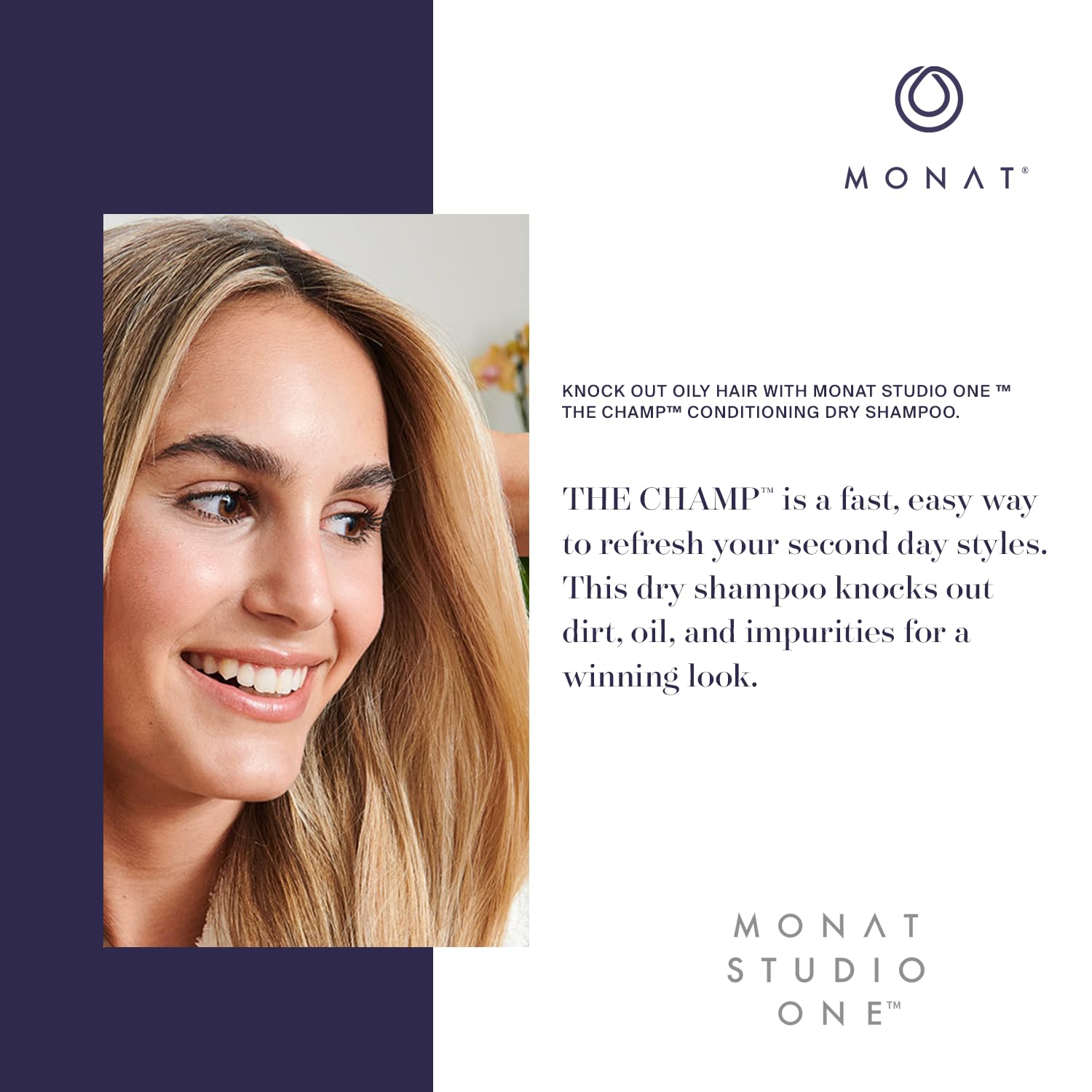 MONAT Studio One™ The Champ™ Conditioning Dry Shampoo Infused w/ Rejuveniqe® - Waterless Shampoo That Absorbs Oils, Dirt & Impurities in Between Shampoos. For All Hair Types - Net wt. 113g/4 oz. : Beauty & Personal Care