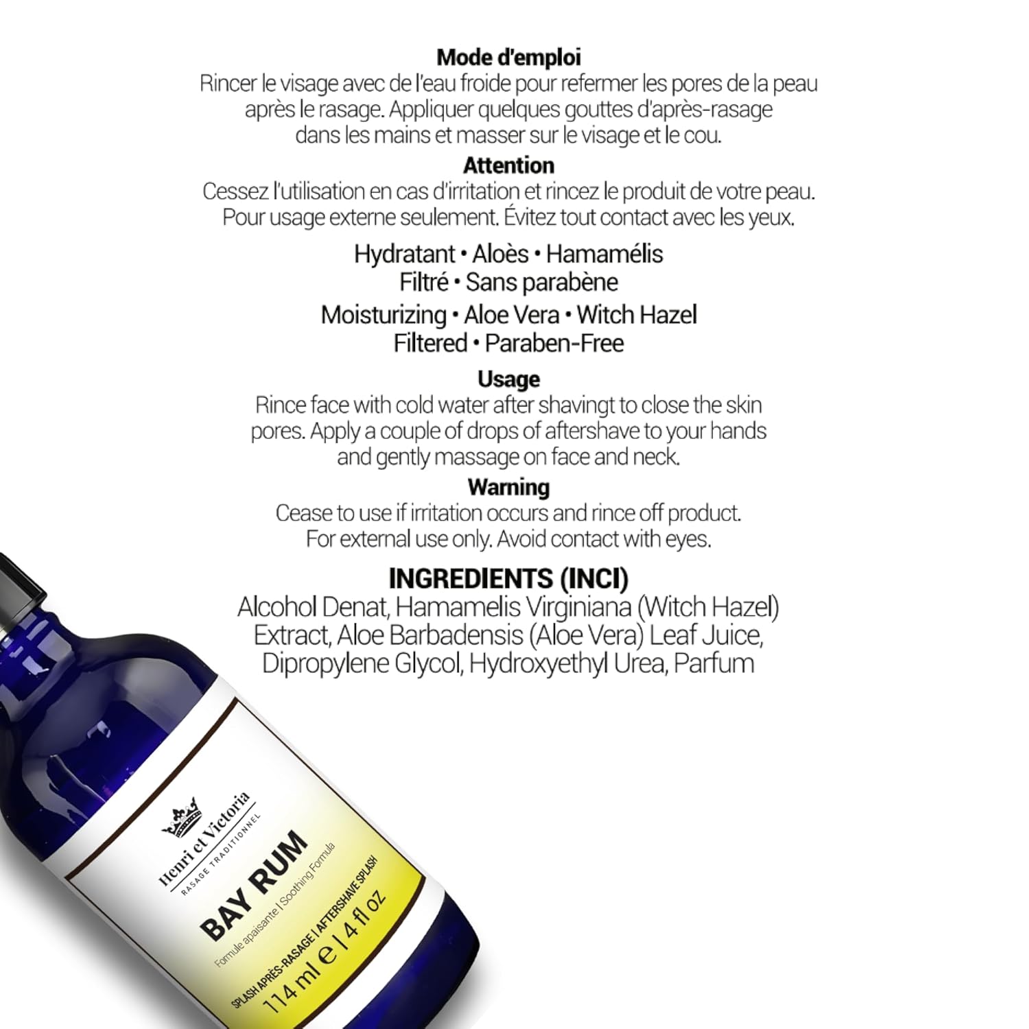 Henri Et Victoria Aftershave Splash For Men L Canadian Made By A Skilled Artisan L Moisturize And Soothe The Skin 114 Ml (4 Oz) (Bay Rum) : Beauty & Personal Care