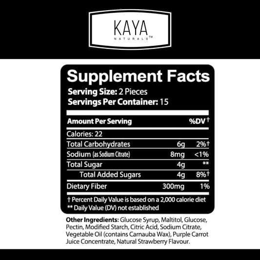 Kaya Naturals Fiber Gummies (30 Gummies) | Adult Dietary Fiber For Men And Women | High Fiber Supplement Gummies For Digestive Health | Immunity Boost And Gut Health Supplements For Women And Men