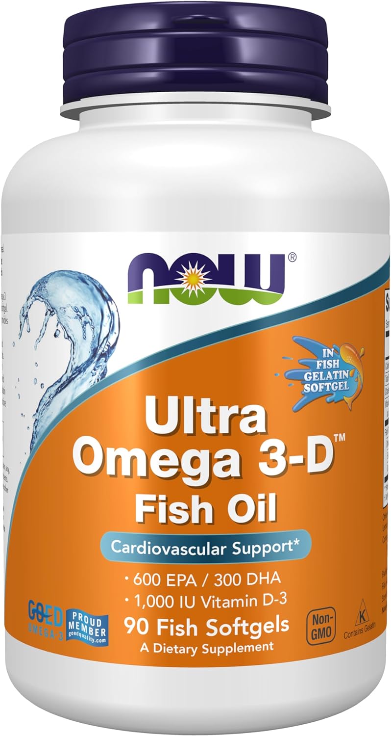 NOW Supplements, Ultra Omega 3-D?, Omega-3 Fish Oil + Vitamin D-3, Cardiovascular Support*, 90 Softgels
