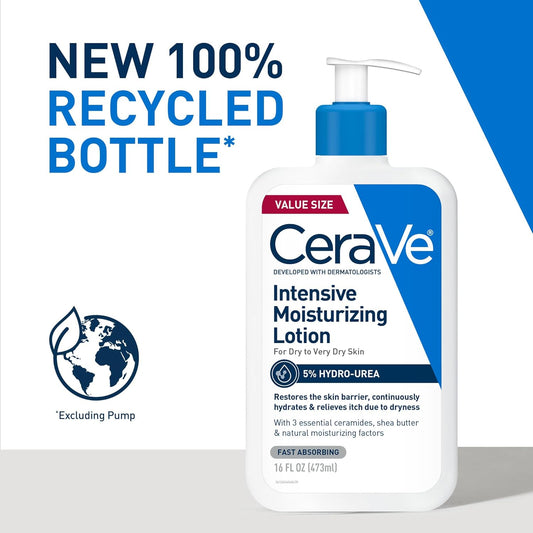 Cerave Intensive Moisturizing Lotion | Hydro-Urea + Shea Butter | Body Lotion For Dry Skin | Relieves Signs Of Extra Dry Skin | Non Greasy Hydrating Lotion For Rough, Tight, Red & Itchy Skin | 16Oz