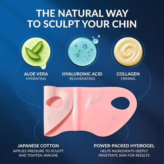 Stylia V Line Lifting Collagen Face Mask - Double Chin Strap For Women - Jawline Shaper Face Lift Tape - Neck Lift Collagen Mask - Chin Strap For Sleeping - Hyaluronic Acid, Aloe Vera, Cica 5Pc