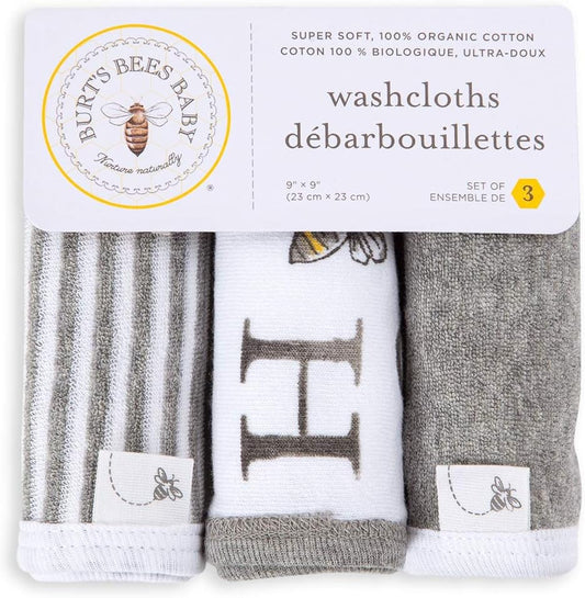 Washcloths, Absorbent Knit Terry, Super Soft 100% Organic Cotton