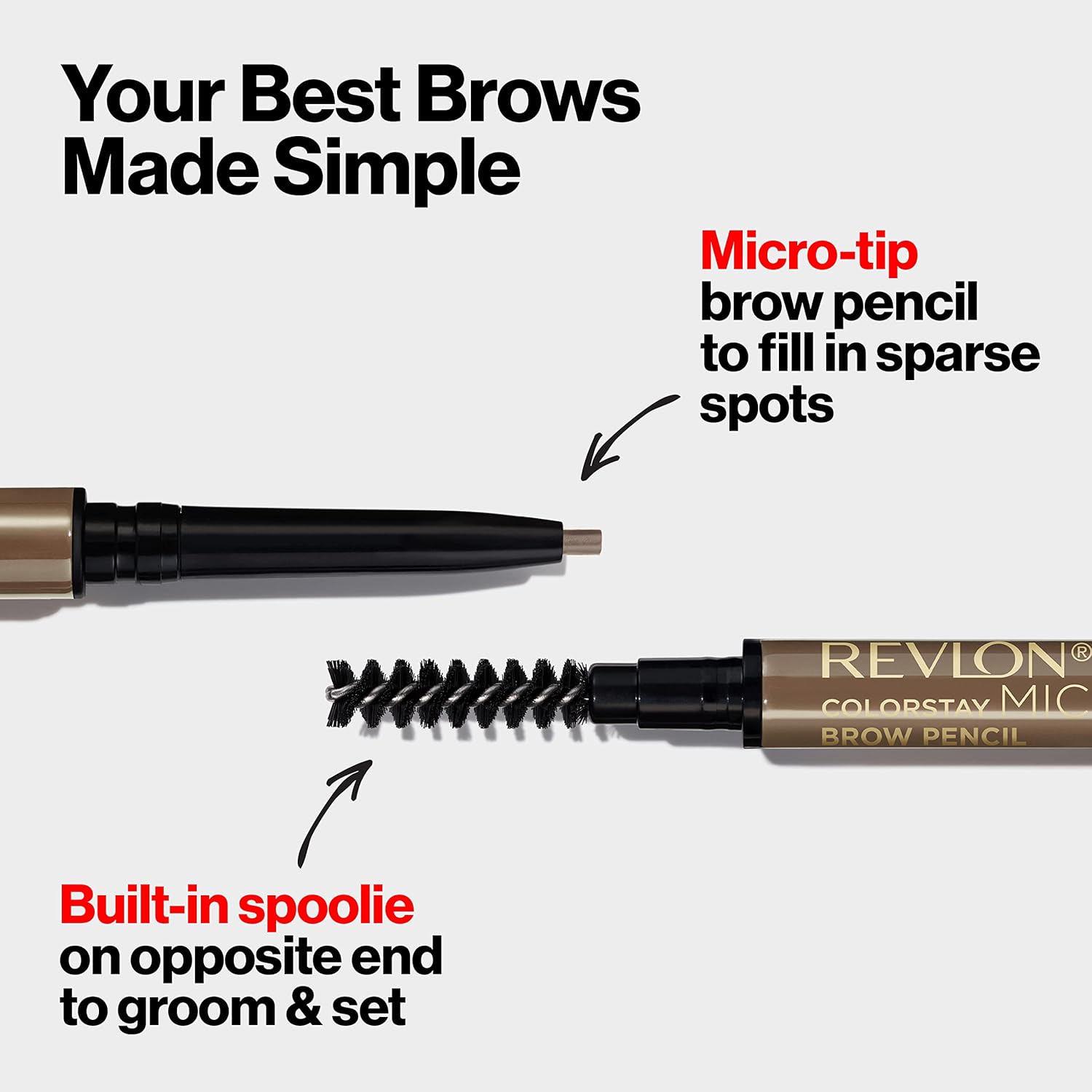 Revlon ColorStay Micro Eyebrow Pencil with Built In Spoolie Brush, Infused with Argan and Marula Oil, Waterproof, Smudgeproof, 450 Blonde (Pack of 1) : Beauty & Personal Care