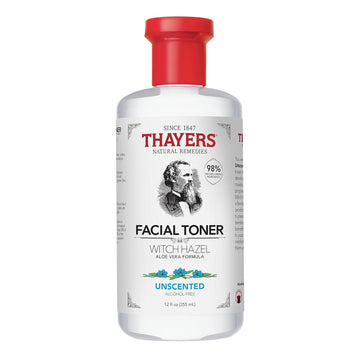 Thayers Alcohol-Free, Hydrating, Unscented Witch Hazel Facial Toner With Aloe Vera Formula, Vegan, Dermatologist Tested And Recommended, 12 Oz