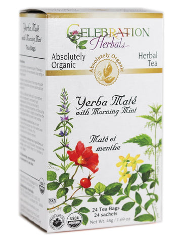 Celebration Herbals Teabags Herbal Yerba Mate With Morning Mint Tea Organic - 24 Herbal Tea Bags