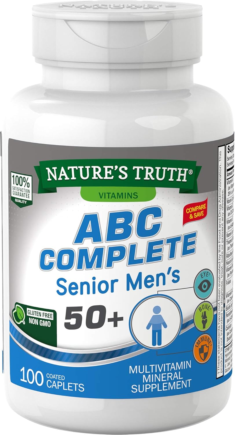 Senior Abc Complete Multivitamin For Men Over 50 Plus | 100 Caplets | Non-Gmo & Gluten Free | By Nature'S Truth
