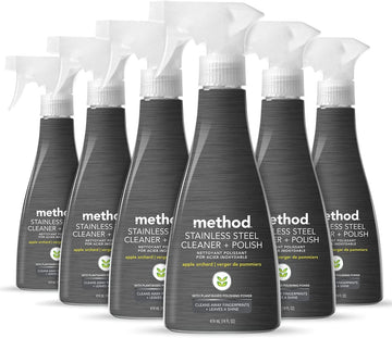 Method Stainless Steel Cleaner + Polish, Apple Orchard, Cleans Fingerprints And Smudges, 14 Fl Oz (Pack Of 6)