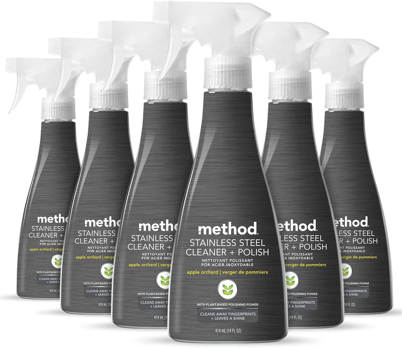 Method Stainless Steel Cleaner + Polish, Apple Orchard, Cleans Fingerprints and Smudges, 14 FL Oz (Pack of 6)