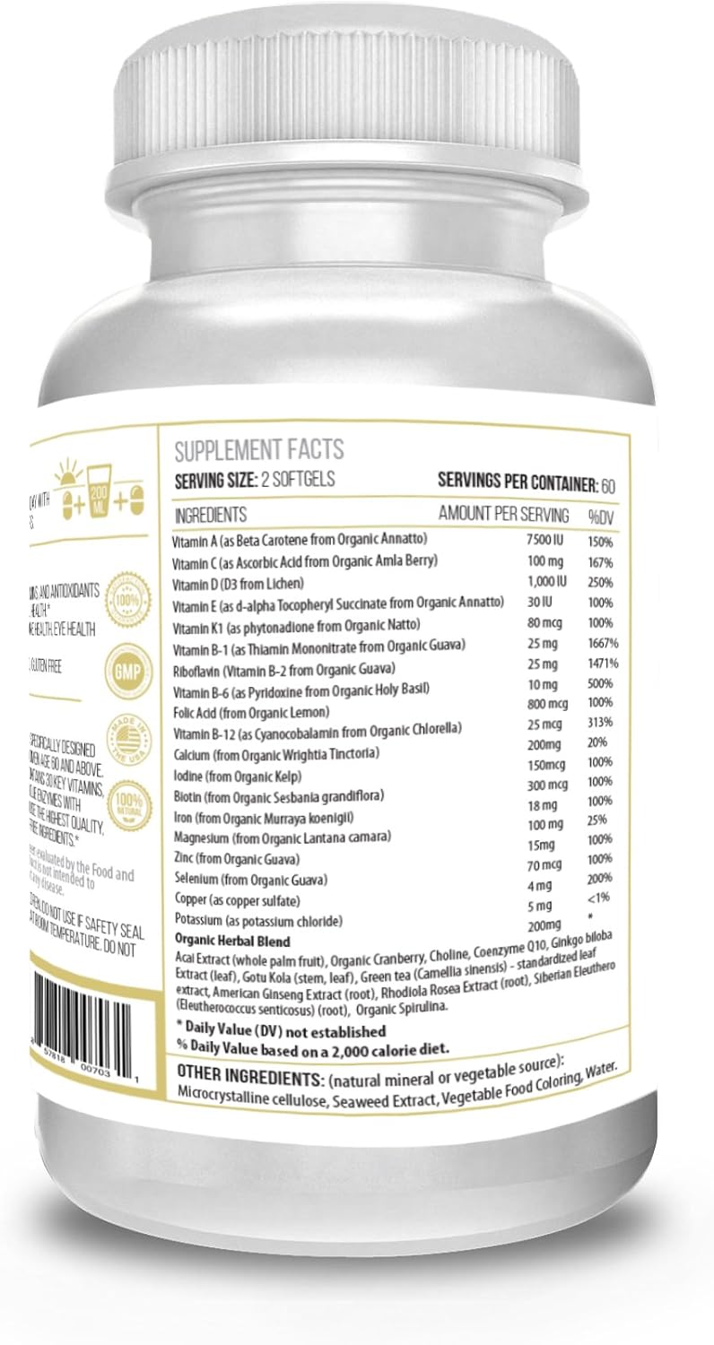 ACTIF Multivitamin for Women Age 60+ with 30 Organic Vitamins and Organic Herbs, Non-GMO, Made in USA, 2-Month Supply : Health & Household