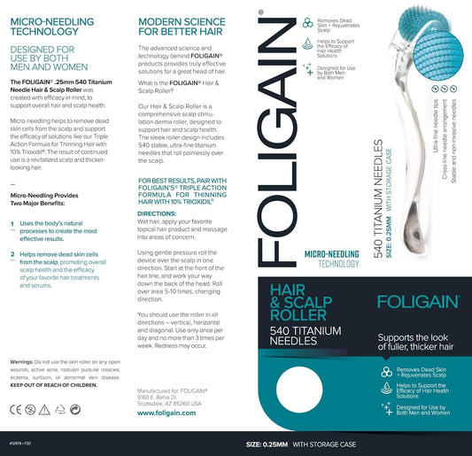 Foligain Hair & Scalp Derma Micro-Needling Roller, Hair Loss Treatment : Beauty & Personal Care