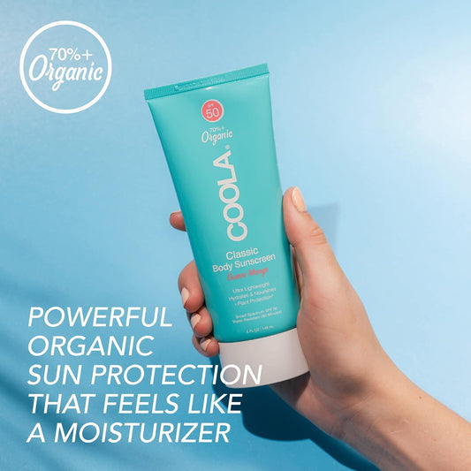 Coola Organic Sunscreen Spf 50 Sunblock Body Lotion, Dermatologist Tested Skin Care For Daily Protection, Vegan And Gluten Free, Guava Mango