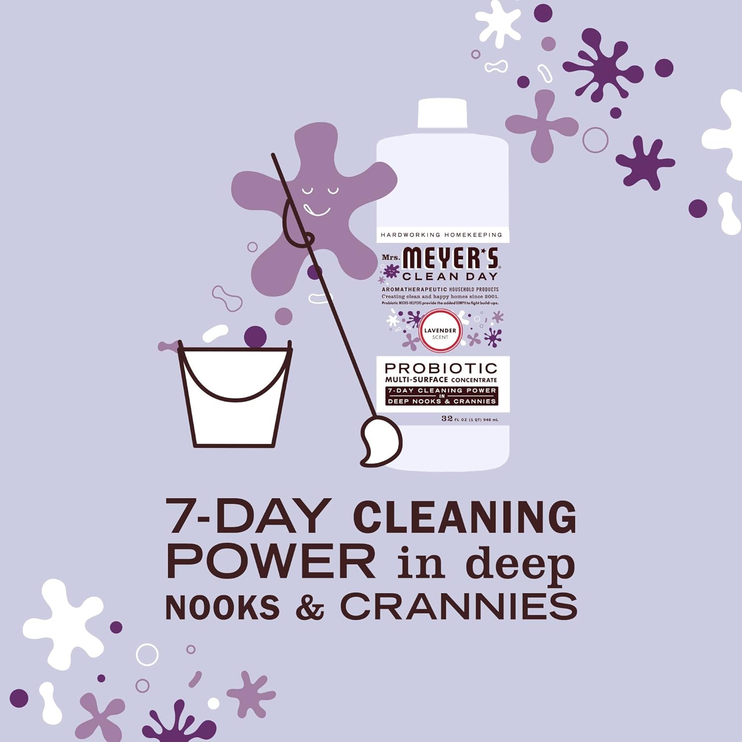 MRS. MEYER'S CLEAN DAY Probiotic Multi-Surface Concentrate Cleaner, Lavender, Cleans Crevices And Tough Stains, 32 Fl Oz : Health & Household