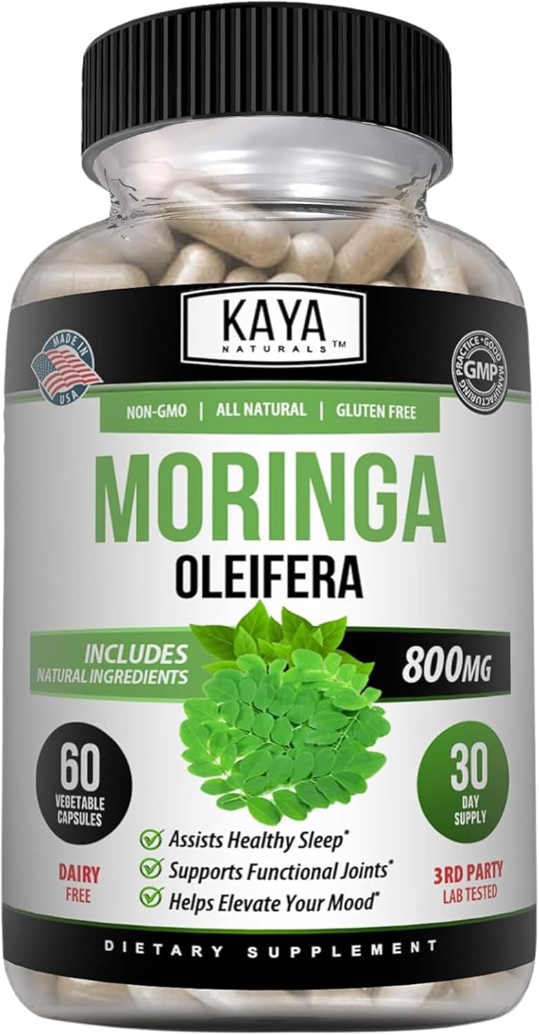 Kaya Naturals Moringa Leaf Extract - Complete Greens Superfood Supplement - Pure Miracle Tree Moringa - Boost Energy Naturally - Nutrient Dense Vitamins For Adult - 60 Veggie Count