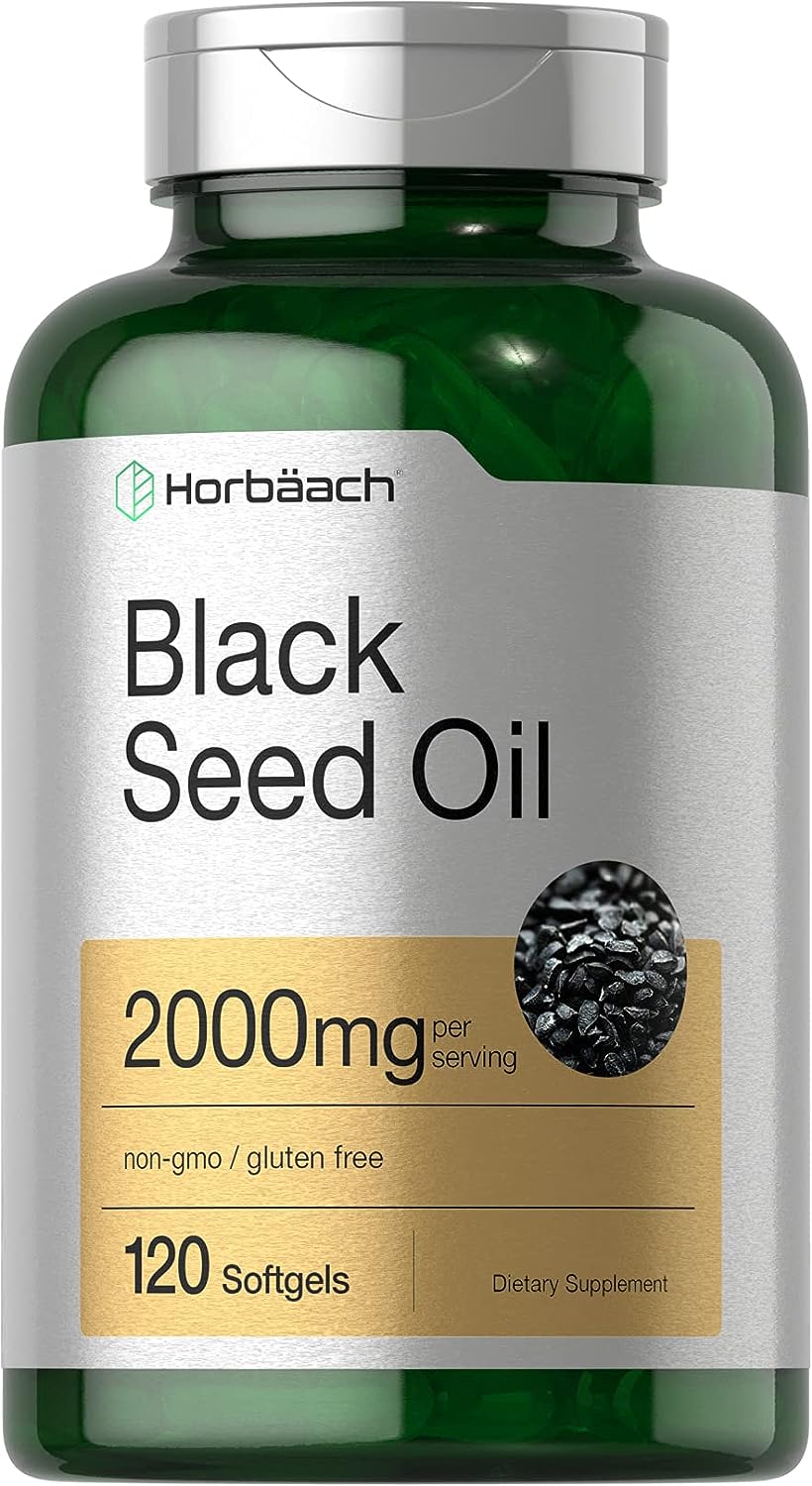 Horbach Black Seed Oil 2000mg | 120 Softgel Capsules | Cold Pressed Nigella Sativa Pills | Non-GMO, Gluten Free Supplement