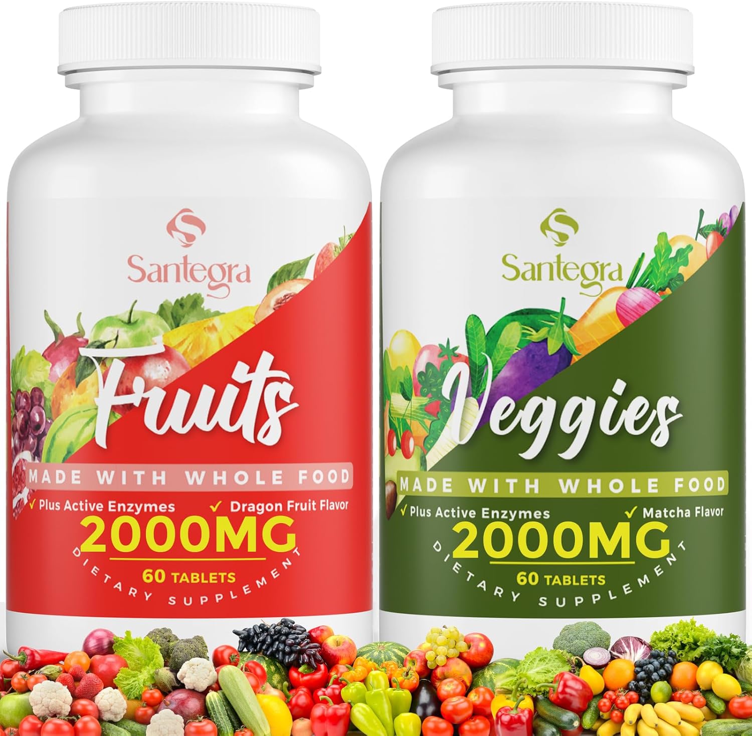 2000 Mg Fruits And Vegetables Supplements, Natural Balance Over 35+ Fruits And Vegetables, 100% Whole Food Superfoods Fruit And Veggies Supplement, Energy Balance, Sugar-Free, Vegan, 120 Tablets