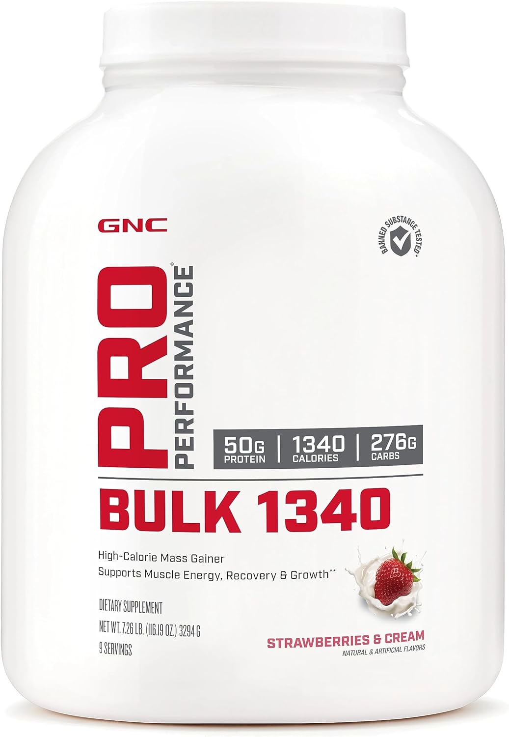 Gnc Pro Performance Bulk 1340 - Strawberries And Cream, 9 Servings, Supports Muscle Energy, Recovery And Growth