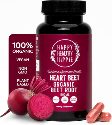Organic Beet Root Capsules [1,300Mg Superfood] – Blood Pressure Support, Nitric Oxide Supplements For Men & Women, Flow & Circulation | Beetroot Powder, Antioxidant, Brain Food | Vegan, 60 Ct