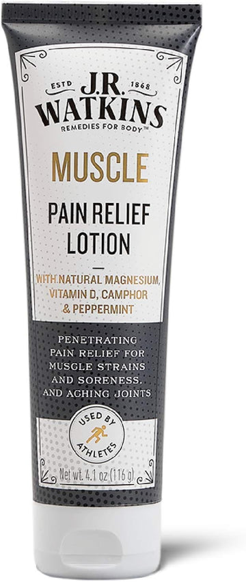 J.R. Watkins Muscle Pain Relief Lotion, Camphor & Natural Magnesium Relief For Sore Muscles And Aching Joints, 4.1Oz