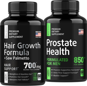 S Raw Science Men'S Health Support - Hair Growth Vitamins & Prostate Health - Dht Blocker With Saw Palmetto Capsules 60Pcs And Prostate Support Supplement 850Mg 60Pcs