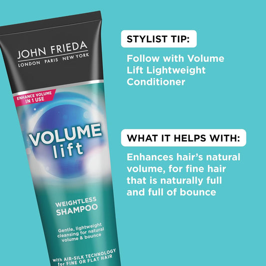 John Frieda Volume Lift Lightweight Shampoo For Natural Fullness, 8.45 Ounces, Safe For Color-Treated Hair, Volumizing Shampoo For Fine Or Flat Hair