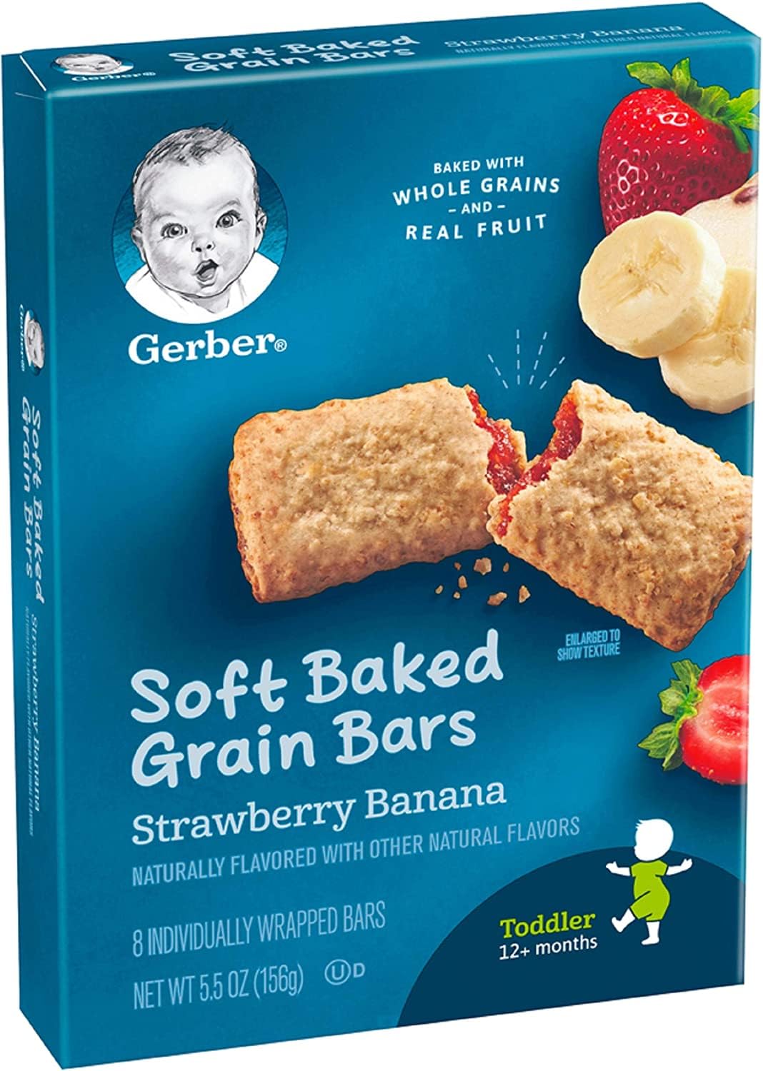 Gerber Snacks for Toddler Soft Baked Grain Bars Strawberry Banana, 5.5 Oz : Baby