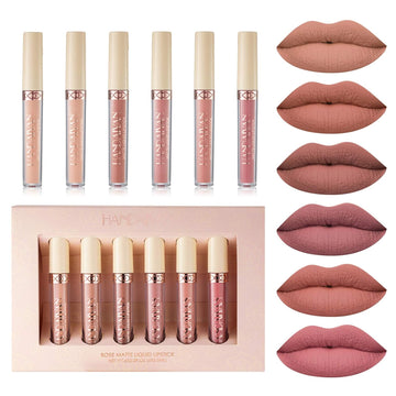 Bonnie Choice 6Pcs Nude Matte Liquid Lipstick Set, Waterproof Long Lasting Non-Stick Cup Nude Lipstick 24 Hour Not Fade Matte Lipstick Professional Lip Gloss Makeup Mother'S Day Gifts For Women