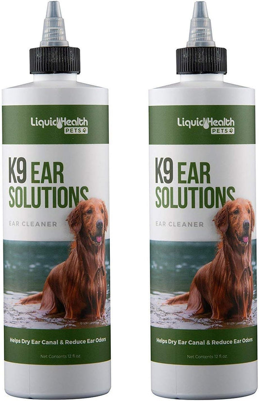 LIQUIDHEALTH K9 Dog Ear Cleaner Wash Solutions - Infection Cleaning Hygiene Treatment Drops for Dogs, Canines and Puppies 12 Fl Oz (2 Pack) : Pet Supplies