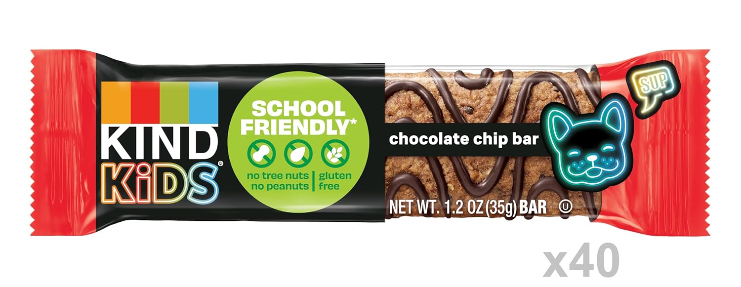 Kind Kids Chocolate Chip Bar, Tree Nut Free, Peanut Free, Gluten Free, Made With Whole Grain Oats, 6.2 Oz Box (40 Bars)