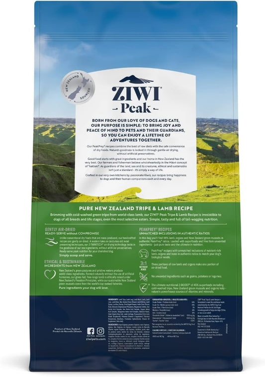 ZIWI Peak Air-Dried Dog Food – All Natural, High Protein, Grain Free & Limited Ingredient with Superfoods (Tripe & Lamb, 5.5 lb)