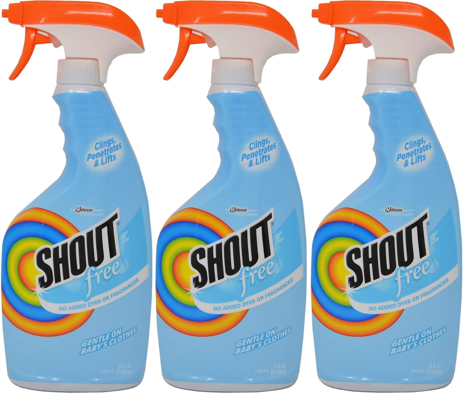 Shout Laundry Stain Remover Dye & Fragrance Free 22 oz (3 Pack)