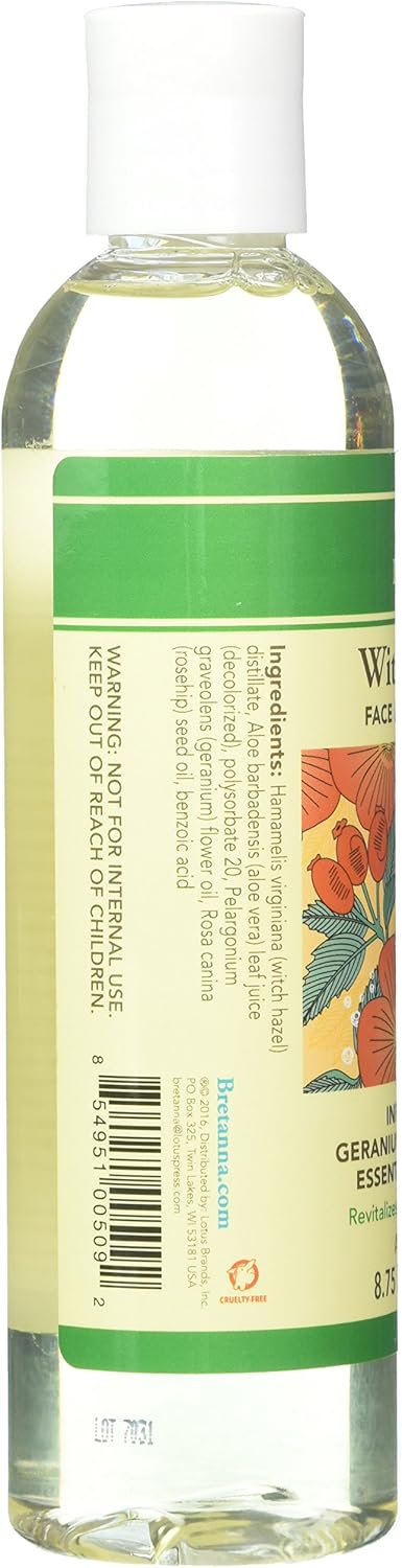 Bretanbretna Witch Hazel Toner Geranium Rosehip, 8.75 Fl Oz