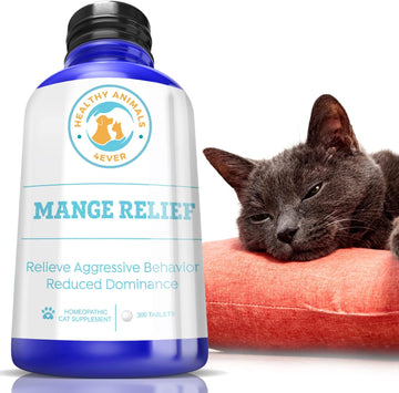 HealthyAnimals4Ever Mange Relief for Cats - Treatment for Itchiness, Scabs, & Hair Loss Caused by Mites - All-Natural, Homeopathic, Non-GMO, Organic - Gluten, Preservative & Chemical Free - 300 ct