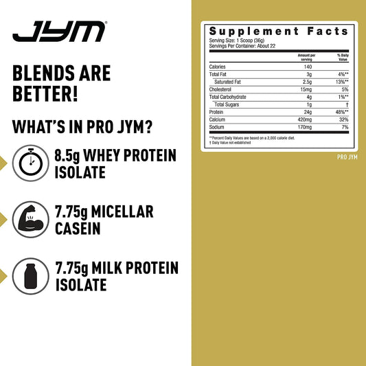 Pro Jym Protein Powder - Egg White, Milk, Whey protein isolates & Micellar Casein | JYM Supplement Science | Tahitian Vanilla Bean Flavor, 1.7 Pound