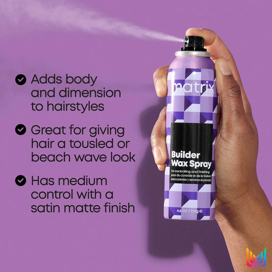 Matrix Styling Builder Wax Spray | Texture Wax Hairspray | Adds Texture & Body | Medium Control | Satin Matte Finish | For All Hair Types | Vegan | 4.6 Oz
