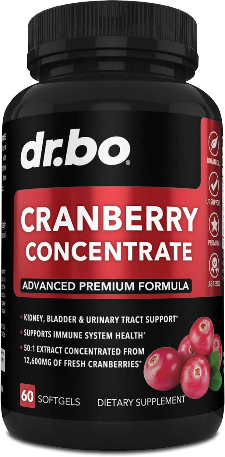 Cranberry Concentrate Pills Supplement Vitamins - UTI Supplements for Women & Men for Urinary Tract Health & Bladder Control Strength - Vitamin C & Cranberries Extract - Kidney Cleanse Detox Capsules