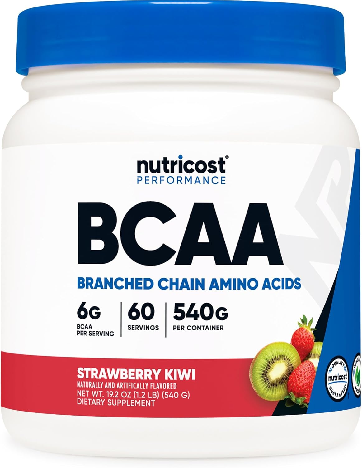 Nutricost BCAA Powder (Strawberry Kiwi) 60 Servings - Optimal 2:1:1 Ratio